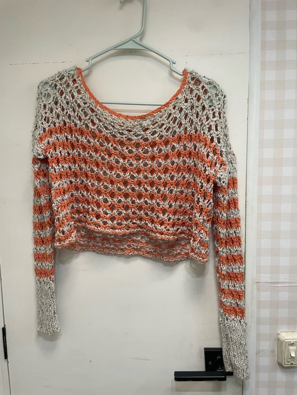 Free People crochet Rolling in the Deep Cropped Pullover boho striped small